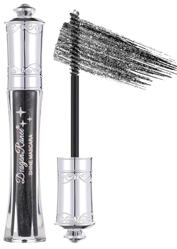 Prreal Black Glitter Mascara, Diamond Sparkling Mascara for Eyelashes,02 | Waterproof Long Lasting Curling Volumizing Mascaras for Party Festival, Lightweight Colored Mascaras Eye Makeup, 02
