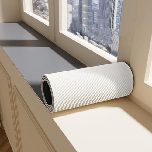 Aeovot Fensterbank Innen Einfarbige wasserdichte Fensterbank-Matte aus 3,5mm Schaumstoff, Dekorative Fensterbankschutz Katzen Hundekratzer Staubdichte Fensterbank Abdeckung(Grau,100x10cm/39.4x3.9in)
