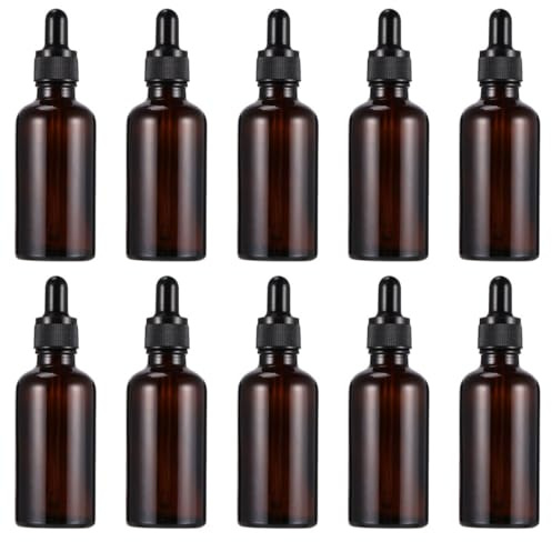 Hemobllo Amber Glass Essential Oil Bottles and Easy to Press Liquid with Dropper 5ml 10 Pcs Good Air-tightness Smooth High-end Appearance for Travel and Refillable Use