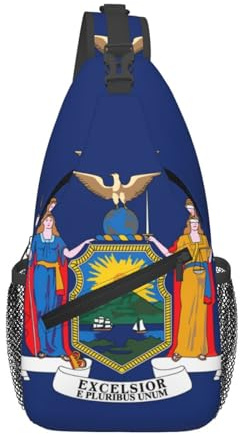 Fgwaauh Umhängetasche mit New York-Flagge, groß, für Reisen, Wandern, Brust-Rucksack für Damen und Herren, Einheitsgröße