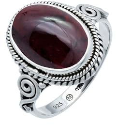 mantraroma Silberring Damen 925 Sterling Silber – ovaler Edelstein Ring, Vintage Statement Ring Schmuck, elegantes Geschenk für Frauen