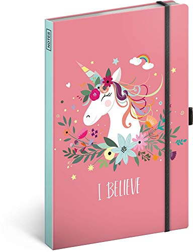 Presco Group Notizbuch mit Gummiband liniert - Notizblock für Frauen und Mädchen - Tagebuch Journal Notebook für Schule und Arbeit (Einhorn)