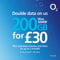 O2 100 GB Daten-SIM inklusive £30 Aufladung, 100 GB Daten, unbegrenzte Anrufe und unbegrenzte SMS + 500 internationale Minuten in 29 Ländern