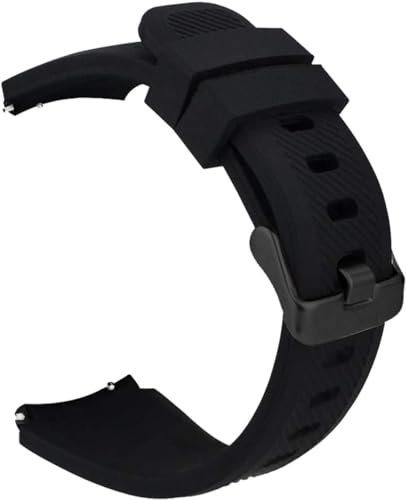 MroTech 22mm Correa Compatible para Samsung Gear S3 Frontier/Classic/Galaxy Watch 46mm Pulsera de Repuesto para GTR 47MM/Huawei GT/Active/Elegant/GT2 46mm Banda Silicona, Negro(hebilla negra compacta)