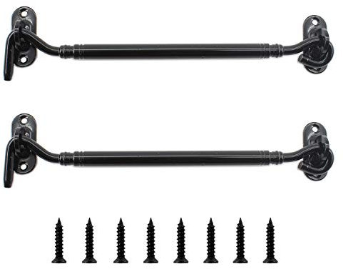 ULIFESTAR - Paquete de 2 cierres de gancho y ojal, pestillo de puerta de granero, cerradura de puerta de acero inoxidable resistente para puerta corrediza de granero, persianas, garaje, valla, armario