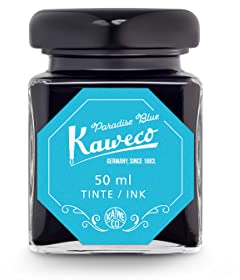 Kaweco Ink Bottle 50 ml Paradise Blue I Premium Ink for Fountain Pen in Glass I with Kaweco Quality Seal I Vegan Cruelty Free Water Soluble Calligraphy Lettering Writing