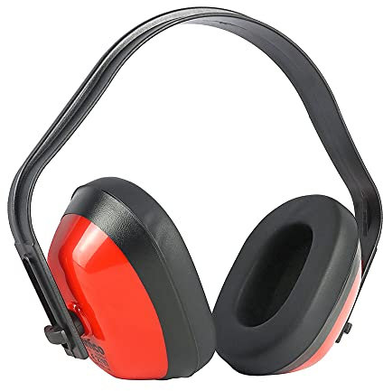 TIMCO Ear Defenders - Adjustable ear cups for comfort - 27.6dB - Red - One Size