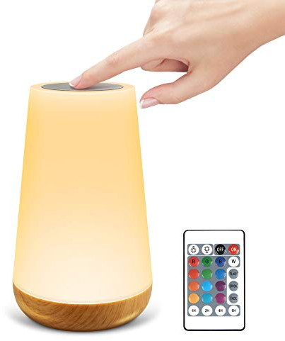 BNGXR LED Nachttischlampe mit Touch-Funktion und Fernbedienung, 13 Farben RGB Farbwechsel und 3 Modi, USB Aufladbar, Touch Dimmbar Atmosphäre Tischlampe für Kinder, Schlafzimmer, Camping