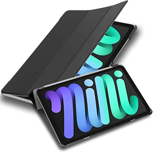 Cadorabo Hülle kompatibel mit Apple iPad mini 6 (8.3 Zoll) Tablethülle mit Auto Wake Up aus Kunst Leder Flip Klappbare Stoßfeste Magnetische Cover Hülle für iPad mini 6 (8.3 Zoll) Tasche in Schwarz