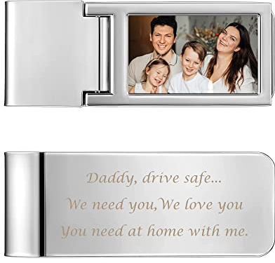 Zysta Personalisiert Geldklammer mit Gravur Herren Geldclip Moneyclip Geldspange Geldscheinklammer für Vater Papa Geschenk (Rechteckig)