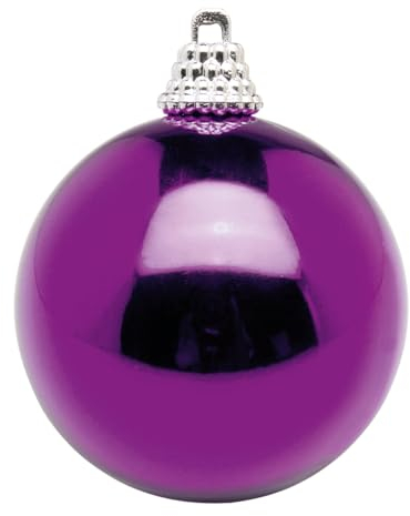 Deco Woerner Glänzende, lila Weihnachtskugeln aus Plastik, 10 cm Ø - 6 Stück