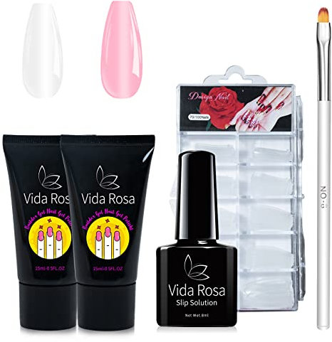 VidaRosa Kit d'ongles en polygel pour débutants - 2 pièces - 14,2 g - Kit de bricolage pour ongles