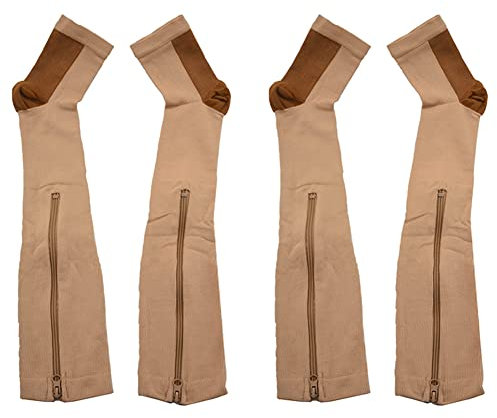 KVSERT Lot de 4 bas de compression en nylon avec fermeture éclair pour éviter les varices Taille XXL