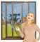 NeatiEase Adjustable DIY Magnetic Fly Screen Window Max 100x 130 cm, Full Frame Magnetic Strip Easy Installation Fits Any Size Smaller Insect Mesh Mosquito Bug Net for Windows (Grey Frame Black Net)