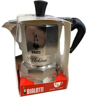 Figevida Caffettiera per Bialetti Caffettiera Alluminio, Tazze 0,5, Argento, 13x6.5x12 cm