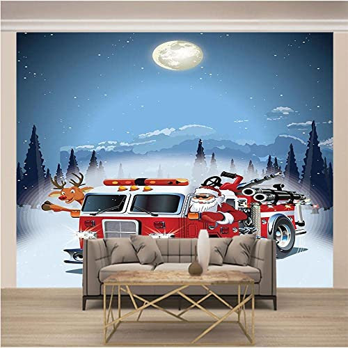 3D-Wandtapete Für Mädchen-Schlafzimmer Cartoon-Feuerwehrauto Tapete Wandbild 3D Abziehen Und Aufkleben Selbstklebender Wandaufkleber Kinderzimmer Jungenzimmer Dekorieren Wandtapete W 140(B) x70(H) cm