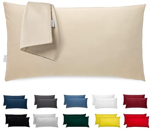 Kissenbezug 40x60 Mikrofaser Premium 2er Set Kopfkissenbezug 40 x 60 für Kissen Bett Stoff Superweicher Resistent Hypoallergen Anti-Milben Atmungsaktiv Kissenhülle mit Verdecktem Zip Voll Waschbar