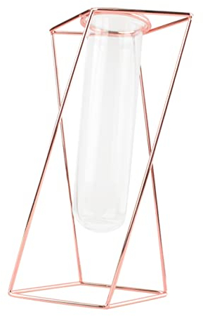 Garneck 1stück Geometrischer Kunstvase Aus Eisen Hydroponischer Blumenpflanzer Mit Metallrahmen Kreativer Blumentopf Für Hochzeits-tischdeko Roségold Ohne Blumen