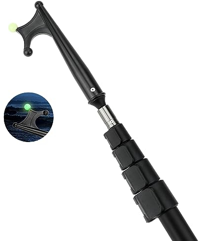 SAN LIKE Bootshaken Teleskopierbar Teleskop-Bootshaken-Klasse 5 Aluminiumlegierung Docking Langlebige Rostfreie Boot Haken Teleskop Stange mit leuchtenden Perlen Docking Bootsschieber, Negro 5,4M