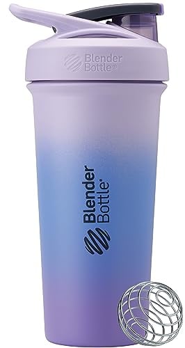 BlenderBottle Strada Sleek Shaker Cup Isolierte Edelstahl-Wasserflasche mit Schneebesen, 750 ml, Lavendel-Ombré