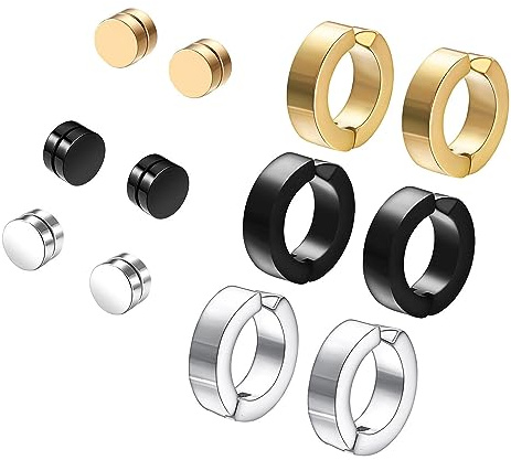 Vogem 4/6 Paar Magnet Ohrstecker Clip Ohrringe Herren Damen Edelstahl Zirkonia Magnetische Ohrclips Set Ohrringe Ohne Ohrloch Modeschmuck