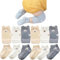 MUSLONG Baby Krabbeln 3 Paar Baby Knieschoner & Socken, Anti Rutsch Krabbelhilfe mit Gummipunkte Krabbelschoner Stulpen Knieschützer für Kleinkinder 0-6 Monate
