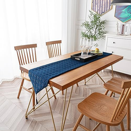 Odot Tischläufer, Tischläufer Samt 33 x 200 cm Jute Tischläufer, Herbstliche Dekoration Tischläufer, Samt Tischläufer für Oktoberfest Deko und Drinnen Draußen Party Zubehör (33x150cm,Blau)