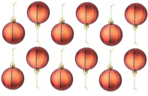 BCOATH 12st Weihnachts-Basketball-Ornamente Befüllbare Weihnachts-sportball-Ornament Kleine Basketballanhänger Weihnachtsschmuck Für Den Baum Plastik Partybedarf Weihnachtskugeln