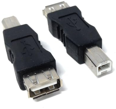 DRUT 2pcs USB 2.0 A Socket to USB B Printer Male Plug Cable Converter | Adapter Nickel Plating with Gold Contacts Black