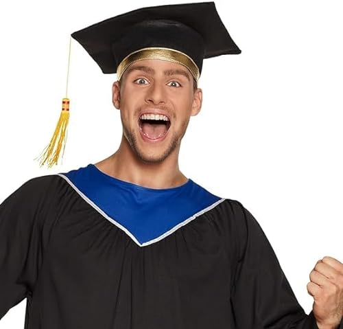 Graduation Hat Personalised University Phd Motorboard Academic Cap For Adults Graduate Postgraduate Bachelor Student Mortar Board MBA Degree Postgraduates Hats With Tassle Black One Size (Pack of 1)