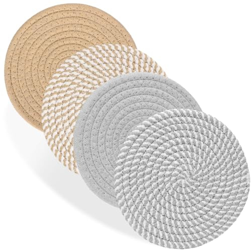 Billbotk 7 Trivets for Dishes, Pots and Pans, 4 Heat Resistant Hot Pads, Pot Holders for Kitchen, Plate Mats for Kitchen Decor (Gray & Brown)