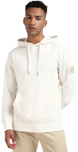 Calvin Klein Herren Hoodie Badge mit Kapuze, Elfenbein (Ivory), XL