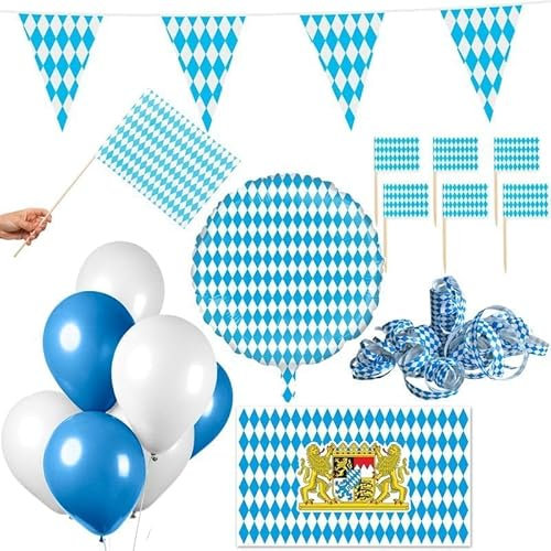 Oktoberfest Party Deko Set 76 TLG. Partyset Partydeko blau weiß
