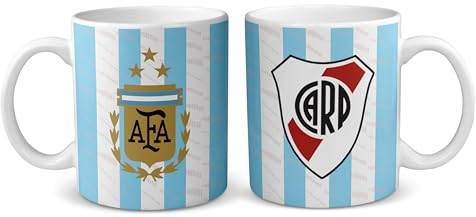 River Plate y Argentina. Taza de cerámica de River Plate y la selección Argentina de fútbol. 325ml. 11oz. Diseños propios, únicos y originales en todos nuestros productos. Somos Sportivo Maglietta.