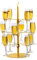 QCBF Gold Champagne Tower Cocktail Tree Stand, 3 Tier - 12 Holders, Modern, Medium Size, Perfect for Social Gatherings, Casual Nights, Formal Events