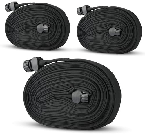 JOOSEN Tropfschlauch, 15,2 m, 3 Packungen, 1,27 cm, flach, doppellagig, konsistenter Tropfschlauch, spart 80 % Wasser, auslaufsicher, knickfrei, Gemüsegartenschlauch