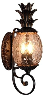 LUOYAOB Außenwandleuchten Ananas-Wandleuchte im europäischen Stil Außenwandleuchte aus Kristallglas Retro Gold Code Antirust Regensicher Wasserdicht Wandleuchte for Villa Garten Balkon