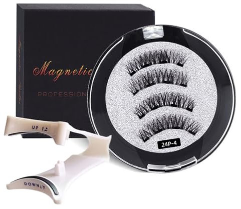 Magnetic Eyelashes, Magnetic False Eyelash Set with Clip Natural Looking Magnetic Eyelashes, Magnetic Eyelashes without Glue or Eyeliner, Reusable Waterproof Natural Looking Magnetic Eyelashes