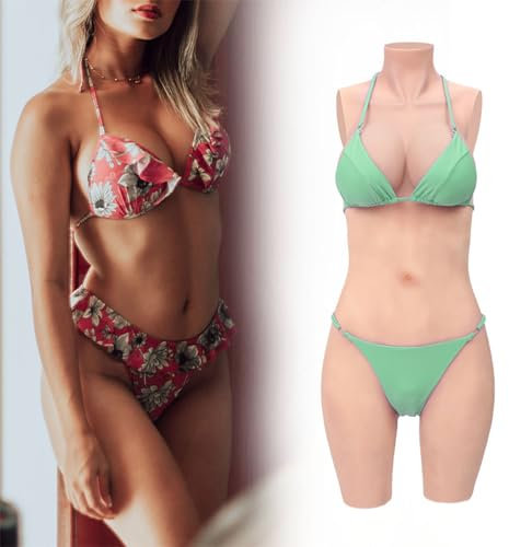 Minaky Silikon Brüste Brustformen 5-Punkt Bodysuit Realistisch Brustplatte mit Katheter für Transgender Crossdresser-Insertable Version C Cup,Gelb