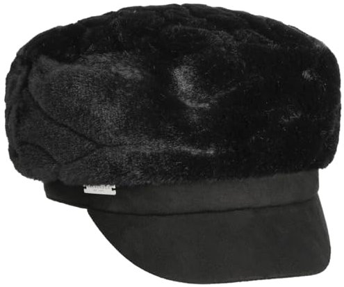 Seeberger Faux Fur Elbsegler Ballonmütze Schirmmütze Elbseglermütze Baker-Boy-Mütze (One Size - schwarz)