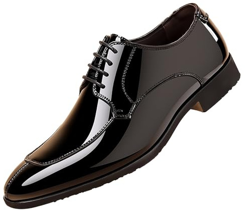 Formal Shoes for Men Clearance Men's Wedding Formal Dress Shoes Business Shoes Patent Derby Shoes Lace Up Formal Derbys Oxfords Tuxedo Dress Shoe Black a