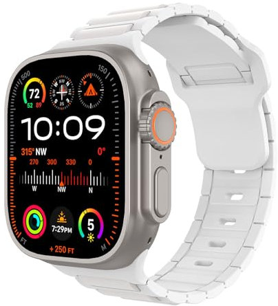 MoKo Cinturino Compatibile con Apple Watch Ultra 2 49mm 46mm 45mm 44mm 42mm per Uomo Donna,Cinturino di Ricambio Sportivi in Silicone per iWatch Apple Watch Serie 10 9 8 7 6 5 SE Ultra2,Bianco