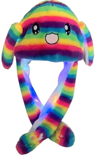 ZOMKIFA Frauen Mädchen Hasenhut, LED Hut mit beweglichen Ohren, lustige Kaninchenhüte Plüsch-Hüte für Party, Weihnachten, Halloween, Style B, Adatto per tutti