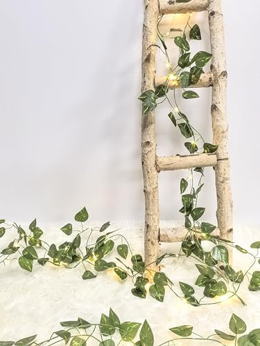 33Ft Fake Foliage Garland with 100 LED Fairy String Lights, Artificial Ivy Leaf Garland Artificial Greenery Ivy Vine Plants Hanging Vine Faux Flowers Decoration for Indoor, Outdoor, Kitchen, Garden