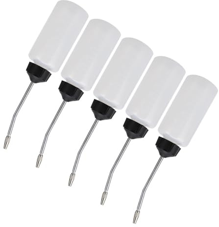 5 Stück Ölspender für Nähmaschinen mit verlängerter Metallspitze 120ml Ölflasche für präzises Schmieren robuste transparente Kunststoffflasche tropffrei für Werkstatt Wartung Indus