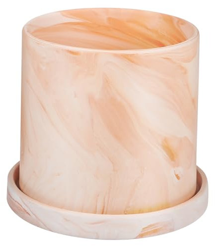 Veemoon Pots en Terre Cuite pour Plantes Succulentes avec Soucoupe Pot Cylindrique Droit 13x13 Cm avec Drainage Et Plateau pour Décoration Intérieure Jardin Bureau