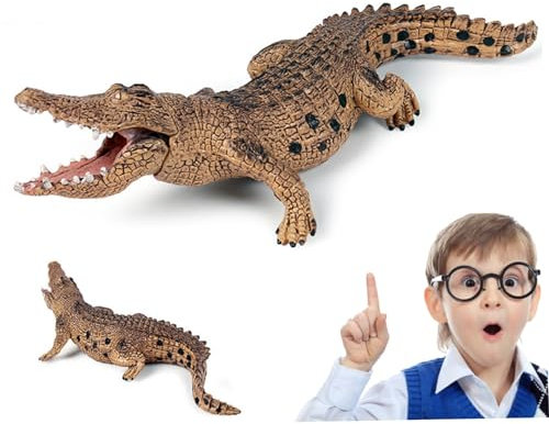 Xweptuy Alligator -Spielzeugfigur, 7, 1 x 2, 8 x 2 Zoll realistische Krokodilspielzeugfigur mit beweglicher Kiefer, Plastik -Wildtier -Spielzeugfigur für Jungen und Mädchen