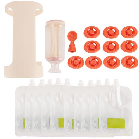 Babynahrung Squeeze Station Plastikfruchtpüre -Beutelhersteller mit 10 pcs 118 ml Beutel (Beige)