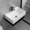 Lavandino da Bagno a Parete, Piccolo Lavandino in Ceramica con Ripiano in Acciaio Inossidabile, Lavabo Sospeso Rettangolare con Rubinetto Caldo e Freddo(39x30x22cm)