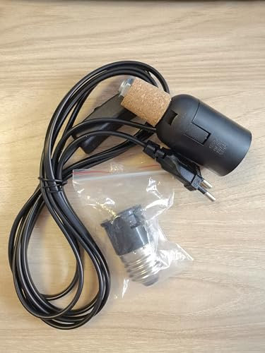 Lámpara de Mesa de Botella, DIY Portalámparas E27 Lampara de Botella con B22 Adaptador, Negro Lampara para Botella con 3 Tapones de Madera Decorativa Portalámparas para Botellas (Sin Bombillas)